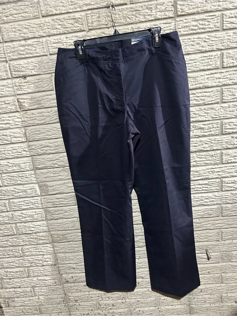 NWT Lands' End Women's Straight-Leg Pants in Navy Size 12P Clasp and Zipper
